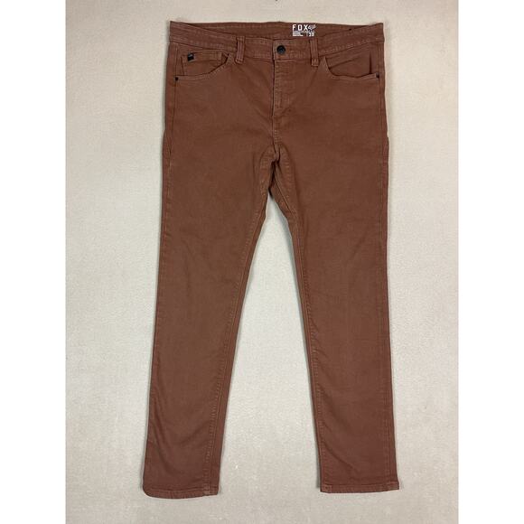 Fox Racing Pants Mens 38 Brown Dagger Skinny Fit Mid Rise Durable Denim - Picture 1 of 10